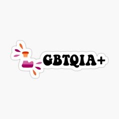 the word gtqia with an orange and pink design sticker on white background