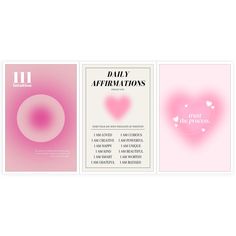 three pink cards with the words, daily affirmations