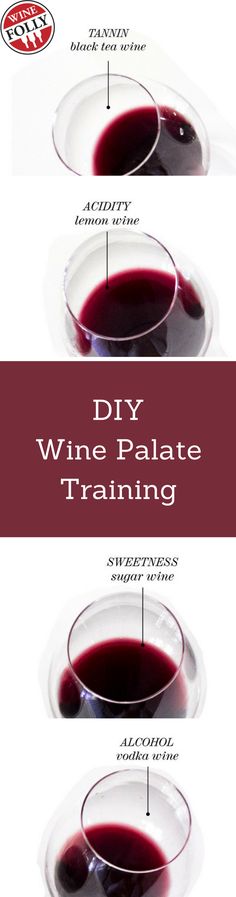 three pictures showing how to make wine palate training