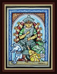 Durga Puja Drawing, Kerala Painting, Kalighat Paintings, Pattachitra Art, Drawing With Pen, Durga Mata