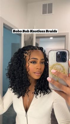 Check out 50 more boho bob knotless braids hairstyles featuring the type of hair that’s used & maintenance tips. Boho Knotless Braids Bobs, Cornrow Boho Braids Hairstyle, Curly Hair Boho Braids, Boho Braids Bob Hairstyles, Boho Braids For Wedding, Bohomeian Style Hair, Boho Braid Bob Braids, Braided Bohemian Ponytail, Wedding Knotless Braid Hairstyles