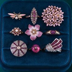 Now you can carry the bliss of your garden with you everywhere! This finely rendered pink flower ring was created by transforming a vintage stick pin (circa 1950). The ring features a 14k gold flower adorned with pink and white enamel and a glittery diamond accent. The custom ring mounting is also 14k gold. The flower measures 0.8 inches by 0.9 inches wide and is in great condition with a small spot of cold enamel restoration to the periphery of one petal. The ring is currently a size 7.5 but ca Pink Flower Ring, Cold Enamel, Antique Cufflinks, Custom Ring, Pink Enamel, Enamel Flower, Gold Flower, Pink Ring, Quartz Ring