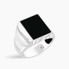 OTTASILVER Mens Onyx Stone 925 Sterling Silver Ring Everyday Black Sterling Silver Signet Ring, Mens Silver Jewelry, Onyx Gemstone, Birthday Gifts For Boyfriend, Onyx Stone, Classic Ring, Signet Ring, Black Onyx, 925 Sterling Silver Ring