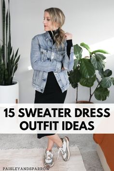 If you have one sweater dress here are 15 outfit ideas you can try! Sweater dress with boots, sneakers, and more. Perfect or date night, church, or a casual outing! Sweater Dress Sneakers Outfit, Sweater Dress And Sneakers, Sweater Dress With Sneakers, Sweater Dress With Boots, Sweater Dress Boots, 15 Outfits, Dress And Sneakers Outfit, Long Black Sweater, Oversized Black Sweater