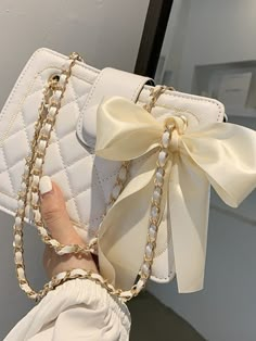 White    PU Leather  Square Bag Embellished   Women Bags Tas Bahu, Kawaii Bags, Trendy Purses, Luxury Bags Collection, Cute Handbags, Twilly