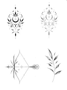 four different types of tattoos with designs on them