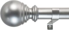 a metal curtain rod with a ball on the top and a round knob at the end