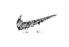 a black and white drawing of an airplane with many parts on it's wing