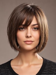 Bangs With Long Bob, Bob Haircut With Bangs For Round Face, Razor Cut Bob For Fine Hair Straight, Mid Length Bob With Bangs, Lob Bob, Haircuts For Round Faces, Bob Haircut For Round Face, Medium Bob