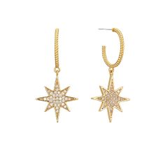 PRICES MAY VARY. Sparkling Star Design: These dangle hoop earrings feature a stunning star design embellished with sparkling accents, adding a touch of glamour to any look. 14K Gold Plated: Crafted with 14K gold plating, these earrings ensure a luxurious finish and long-lasting shine, perfect for enhancing your jewelry collection. Elegant and Versatile: The combination of dangle and hoop design makes these earrings a versatile accessory, suitable for both casual and formal occasions. Gift for Wo Space Earrings, Star Earring, Cute Stud Earrings, Celestial Earrings, Earrings Star, Dangle Earrings Gold, Moon And Star Earrings, Dangle Hoop Earrings, Sparkling Stars