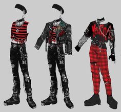 Punk Fashion Inspiration, Pop Rock Aesthetic Outfits, Modern Punk Fashion Male, Punk Tiefling, Alt Rock Fashion, Punk Outfit Drawing, Punk Rock Fashion Mens, Punk Rock Style Outfits, Punk Rock Outfits Men