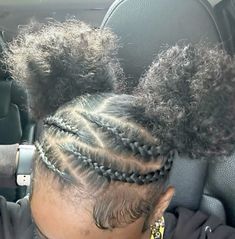 Hair Styles Real Hair, 2 Braids Into A Ponytail Natural Hair, 2 Buns With Braids Natural Hair, Styles To Do On 4c Hair, Cute Black Girls Hairstyles Short Natural Hair, Zigzag Natural Hairstyles, Zig Zag Braids Natural Hair, Cornrows Into A Bun Natural Hair, Hairstyles To Do With Natural Hair 4c