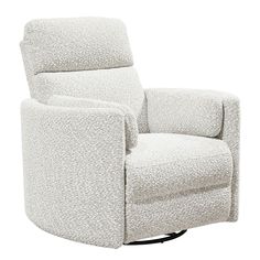 a white recliner chair with a black base