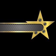 a gold star with metal rivets on a black background