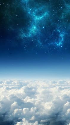 the sky is filled with stars and clouds