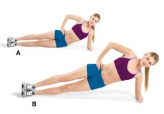 a woman is doing an exercise on her stomach