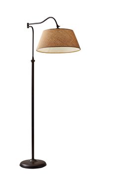 Just a little bit of urban edge, the rodeo floor lamp modernizes the traditional bridge lamp giving it a swing arm adjustment in addition to a curved pole. The swing arm rotates 180º horizontally and the shades may be adjusted vertically and secured with a locking key joint. A textured burlap fabric shade brings warmth to the design. A three-way rotary switch is located above the socket. This lamp is smart outlet compatible. Bulb is not included. Adesso Rodeo 61-in Antique Bronze Floor Lamp | 3349-26 Bridge Lamp, Basement Living Rooms, Iron Floor Lamp, Bronze Floor Lamp, Chair And Ottoman Set, Ottoman Set, Boho House, Burlap Fabric, Modern Floor Lamps