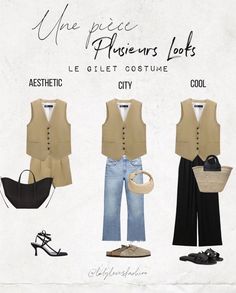 Casual Vest Outfit Women, Summer Vest Outfits, Vest Outfits For Women, Mode Editorials, Looks Party, Fashion Hacks Clothes, Vest Outfits, Looks Chic