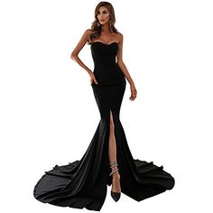 Miss ord Strapless Asymmetric Slit Front Wedding Evening Party Maxi Dress Miss ord Elegant Ball Dresses, Wedding Evening Party, Party Maxi Dress, Backless Maxi Dresses, Maxi Gowns, Lace Crop Tops, Maxi Dress Party, Tube Dress, Pregnancy Photoshoot