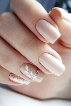 Wedding Nails Glitter, Square Nail Designs, Cute Gel Nails, Bridal Nails