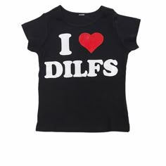 a black shirt with the words i love duffs on it and a red heart