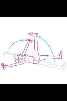 a drawing of a woman doing an exercise on the floor with her leg up in the air