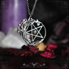 This pendant combines the symbol of the pentagram, which represents the union of the spirit with the elements (water, earth, air and fire), with the tree oflife, symbol of life and balance between materiality and spirituality. It is decorated with a natural labradorite cabochon. - Fine pewter pure at 97% (hypoallergenic) - Handmade - Natural gemstone - Sold without chain, choose your stainless steel chain of 46 cm / 17" or 60 cm / 24" (hypoallergenic) - Size of the pendant: 3,7 x 3,2 cm This pen Life Symbol, Pagan Jewelry, Stainless Steel Chain, Labradorite, Antique Jewelry, Handmade Natural, Natural Gemstones, Favorite Jewelry, Jewelry Necklace Pendant