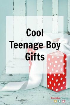 a red and white present box with the words great toddler boy gift ideas