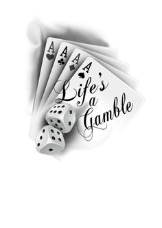 four playing cards with the words life's a game written in black on them