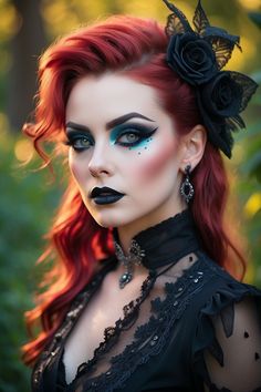 hairstyles for thinning hair For Women Dark Drag Makeup, Devils Makeup, Gothic Prom Makeup, Romantic Gothic Makeup, Goth Glam Makeup, Glam Vampire, Goth Photoshoot, Hairstyles For Thinning Hair, Drag Brunch