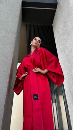 Introducing the vibrant red kimono dress, a stunning blend of elegance and comfort designed to make every woman feel extraordinary. This exquisite long kimono robe is crafted from luxurious ice satin, offering a silky smooth touch that drapes beautifully to the floor, embodying the essence of an elegant dress. Its versatile design makes it an ideal gift for your wife or daughter, ensuring they feel cherished and stylish. ◌ SIZE: - One size xs-l  - Robe length - 55" (140 cm) - Robe width - 47.2" Silk Kimono Robe For Party, Silk Robe With Kimono Sleeves For Party, Summer Elegant Maxi Kimono, Silk Party Robe With Kimono Sleeves, Elegant Summer Maxi Kimono, Summer Elegant Maxi Length Kimono, Satin Wrap Kimono For Party, Elegant Summer Robe With Kimono Sleeves, Evening Kimono With Kimono Sleeves