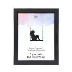 a black frame with the silhouette of a woman sitting on a swing