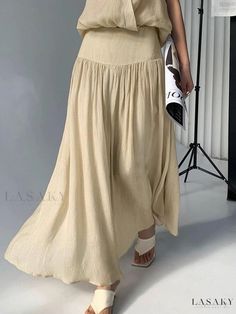 Lasaky - Comfortable and Breathable High Waist Linen Skirt for Women Black Linen Skirt, Modest Spring Outfits, Semi Casual Outfit, Hen Do Outfits, Linen Skirts, Long Linen Skirt, Casual Elegant Style, Fashion Black And White, Fashion Skirts