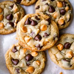 cookies with chocolate chips and peanut butter on top