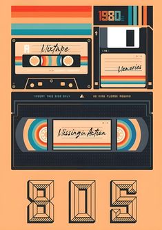 an old school poster with some type of tape recorder