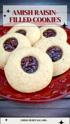 Plate full of Raisin-filled cookies Raisin Filled Cookies Easy, Jumbo Raisin Cookies Recipe, Boiled Raisin Cookies, Amish Christmas Recipes, Mincemeat Cookie Recipe