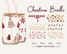 the christmas bundle includes two mason jars with straws