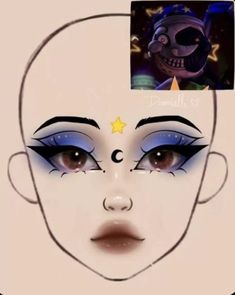 make up MOON Moondrop Outfit Ideas, Fnaf Nails, Makeup Ideas Drawing, Stitch Makeup