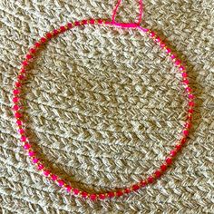 New Super Cute Boho Petite Beaded Hot Pink Gold Necklace Gold Japanese Glass Beads Iridescent Plastic Nylon Adjustable Approximately 16” -18” Also Looks Super Cute Layered With Gold Or More Colored Necklaces Handmade By Littlechickduck Anthropologie Free People Urban Outfitters Festival Rainbow Boho Bohemian Free Spirit Festival Colorful Added For Exposure Pink Jewelry With Colorful Beads For Festival, Pink Necklace For Summer Festivals, Pink Festival Choker Necklace, Pink Tiny Beaded Bracelets For Party, Festival Pink Beaded Necklace, Bohemian Round Pink Beads, Bohemian Pink Round Beads, Pink Beaded Bracelets With Round Beads For Festival, Pink Beaded Necklaces For Festivals