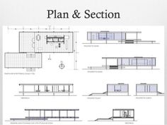 the plan and section for an office building