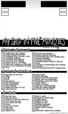 a black and white checklist with the words my ship in five minutes written on it