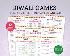 the printable diwali games are great for kids and adults to play with