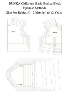 the back and sides of an unisex baby's basic bodece block pattern