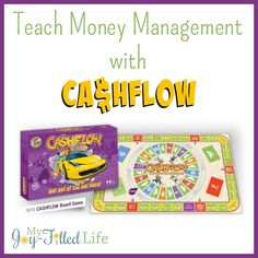 a board game with the words teach money management with cashflow in front of it