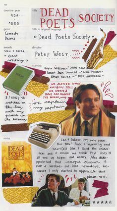 an advertisement for the dead poets society