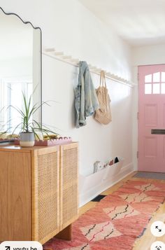 Fun Entry Way Ideas, Colourful Entryway Ideas, Narrow Hallway Inspiration, Mid Mod Entryway, Entryway Ideas Eclectic, Post Modern Entryway, Entryway In Kitchen, Anthropologie Entryway, Eclectic Entryway Decor