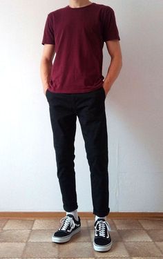 Minimalist Guy Outfits, Men’s Vans Outfit, Male Outfits Casual Simple, Guy Outfits Summer, Vans Old Skool Outfit Men, Minimalist Fashion Men