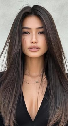 Straight Haircuts Long, Sleek And Straight Hair, Asian Long Hair Straight, Long Haircuts Straight Hair, Long Haircut For Fine Hair Straight, Straight Long Haircut, Long Haircut Straight, Long Straight Hair Styles, Korean Long Hairstyle