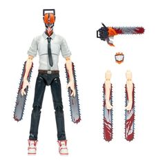 action figure with chainsaw and mask on white background