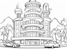 illustration of Elegant hotel coloring for adults Coloring For Adults, Elegant Hotel, Cute Coloring Pages, Kids Entertainment